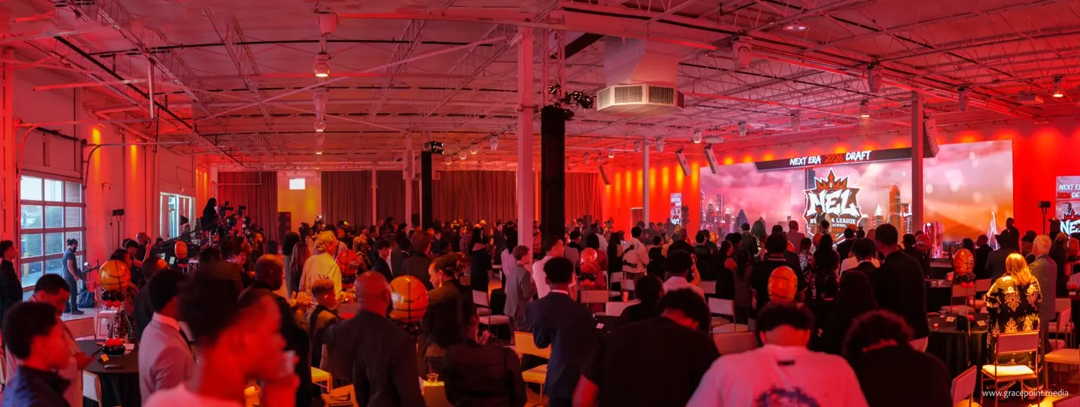 Families and players gathered inside the Next Era League Draft venue